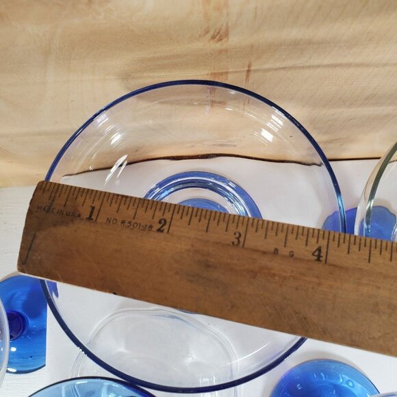 Set of 6 Libbey Glass Metropolis Blue Margarita Glasses beaded cobalt stem - Picture 10 of 11